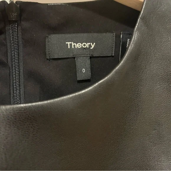 Theory Sleeveless Fitted Dress Bedford Faux Leather Black 0 -  threedaughtersproperties.com